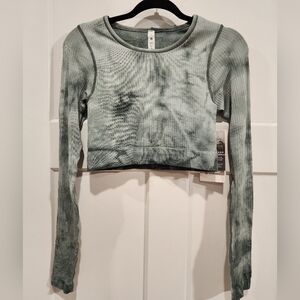 Lululemon Ebb Green Tie-Dye Long Sleeve Crop Top NWT